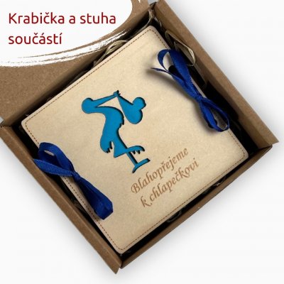 PanDatel Malé dřevěné pouzdro na peníze - NAROZENÍ DÍTĚTE - čáp – Zbozi.Blesk.cz