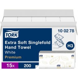 Tork Singlefold H3 100278 Papírové ručniky , extra jemné 2vrstvé bílé 3000 ks