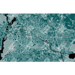 Magnetická mapa Berlína, detailní, zelená (pozinkovaný plech) 103 x 67 cm