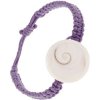Náramek Šperky eshop fialový pletený šňůrkový s kruhovou lasturou S10.19