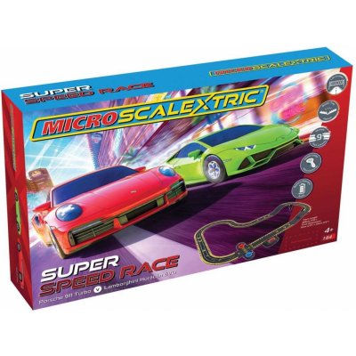 Scalextric Autodráha MICRO SCALEXTRIC G1178M Super Speed Race Set Lamborghini vs Porsche – Zboží Mobilmania