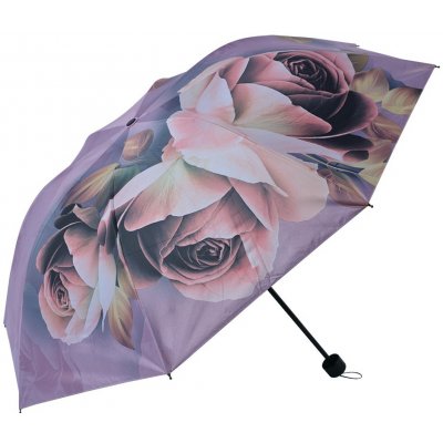 Clayre & Eef skládací deštník do kabelky s květy růží fialový – Zboží Mobilmania