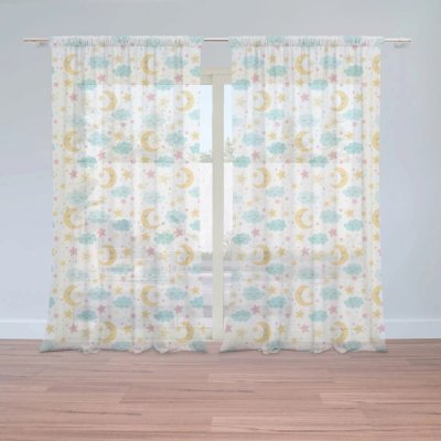 Záclony Měsíc a modré mráčky: 2 ks - 150x250 cm - Sablio – Hledejceny.cz