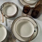 ASIR Porcelánová jídelní souprava krémová a hnědá 18 ks – Zboží Dáma