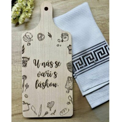 Kuchyňské prkénko "U nás se vaří s láskou" Velikost: 16x36 cm – Hledejceny.cz