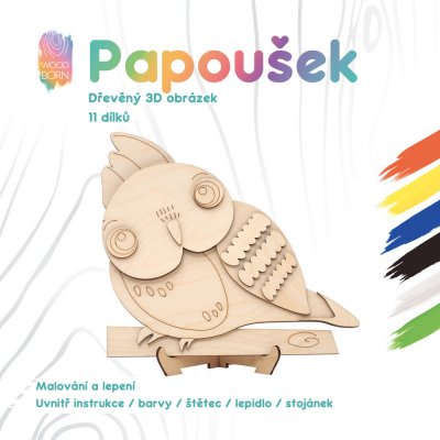 WoodBorn Papoušek Dřevěná 3D omalovánka – Hledejceny.cz