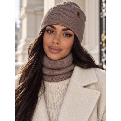Fashionweek Dámský viskózový komplet čepice + nákrčník S3121 Mocca – Hledejceny.cz