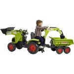 Falk šlapací traktor 2070W Claas backhoe s přední a zadní lžící a přívěsem – Zboží Mobilmania