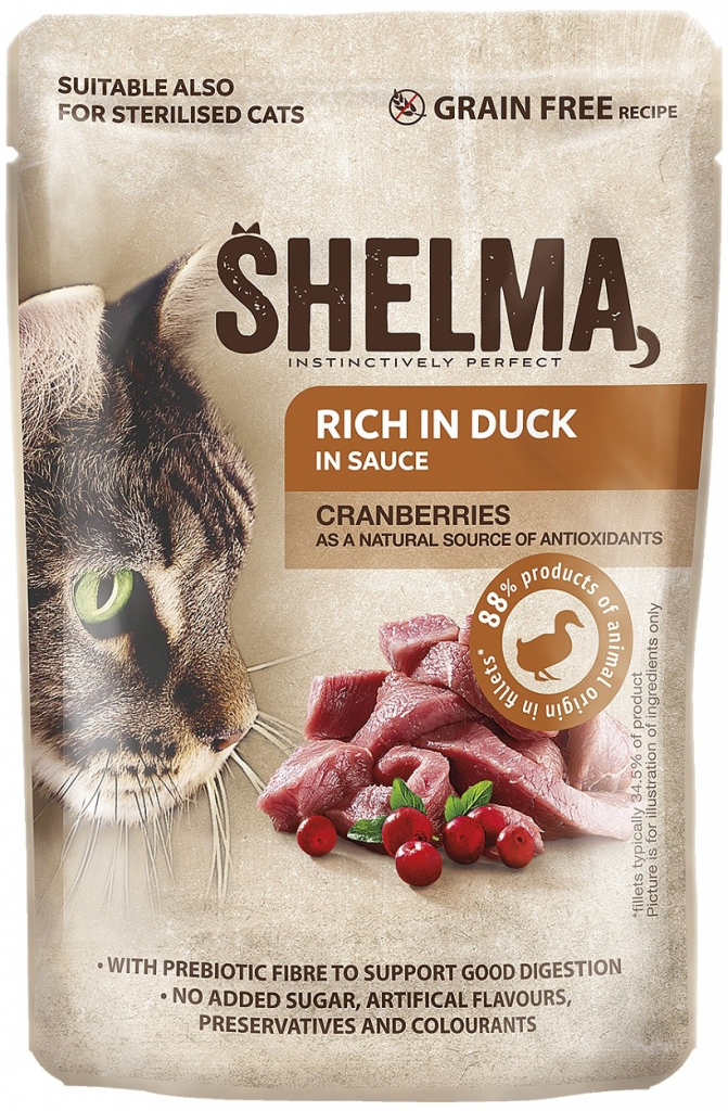 Shelma kočka kachní s brusinkami v omáčce 85 g