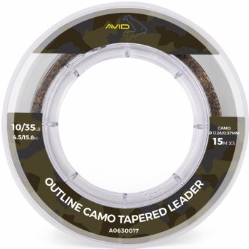 Avid Carp Outline Camo Tapered leaders 15m 0,31-0,57mm 3ks