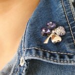 Swarovski Elements brož čtyřlístek Rhodium Tanzanite – Zboží Dáma