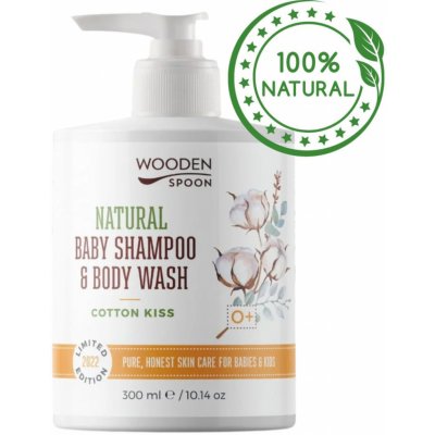 WoodenSpoon Dětský sprchový gel a šampon na vlasy 2v1 Cotton Kiss 300 ml – Zboží Dáma