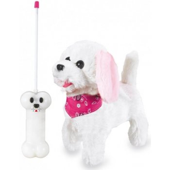 Jamara plyšový pes bílo-růžový na dálkové ovládání