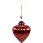 Clayre & Eef Červená skleněná vánoční ozdoba s vroubky M Ø 10*13 cm – Hledejceny.cz