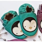 Capiki Kožené capáčky tučňáček na tyrkysové – Zboží Dáma