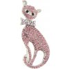 Brož Biju brož kočička s mašlí a broušenými kamínky růžová 9001686