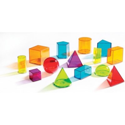 Montessori Průhledná barevná geometrická tělesa