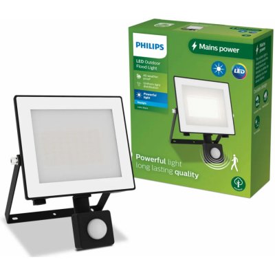 Philips Reflektor LED Svítidlo Reflektor 30W 3200lm 5000K IP65 z čidlem Pohybu i soumraku černá Lois PHSNAS0260 – Zboží Mobilmania