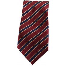 Červená hedvábná kravata s proužkem tmavě modrá