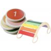 Montessori smyslová pomůcka Tuktuk Montessori set WD03-WD13 - barevné stupačky 6ks a houpačka 5v1