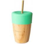 Eco Rascals bambusový kelímek se silikonovým víčkem a slámkou zelená 240 ml – Zboží Dáma