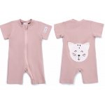 Moniel Dětský overal s krátkým rukávem Kočka Pastel růžová – Sleviste.cz