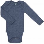 Merino body dětské dlouhý rukáv modré denim melange Smallstuff – Zboží Mobilmania