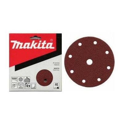 Makita P-31974 / Brusný papír na dřevo | kov | kámen / Zrnitost 180 / Průměr 150 mm / 9 otvorů / 10 ks (P-31974)