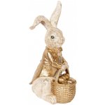 Dekorace králík s košíčkem zlatých vajíček - 28*22*51 cm - Clayre & Eef – Hledejceny.cz
