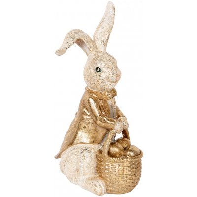 Dekorace králík s košíčkem zlatých vajíček - 28*22*51 cm - Clayre & Eef – Hledejceny.cz
