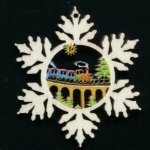 AMADEA Dřevěná ozdoba barevná vločka s vláčkem 6 cm – Hledejceny.cz