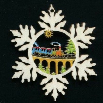 AMADEA Dřevěná ozdoba barevná vločka s vláčkem 6 cm – Hledejceny.cz