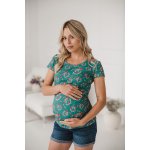 Kojící tričko Milk Shirt Green with Flowers – Zboží Mobilmania