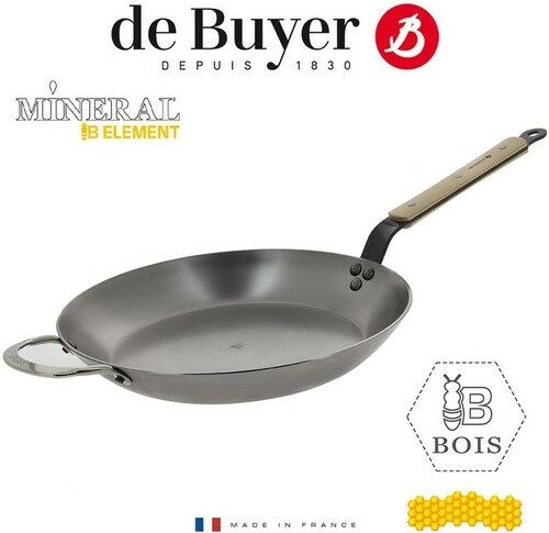 De Buyer Steel Frypan Mineral B Bois 32 cm