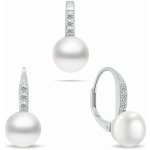 Brilio Silver Půvabný stříbrný set šperků s perlami SET291W (náušnice, přívěsek) – Zboží Dáma