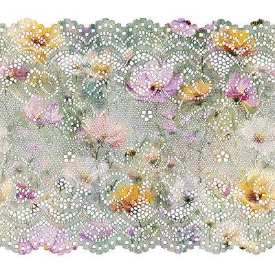 Takoy Elastická krajka 15 cm s potiskem luční květiny a včely – Zboží Dáma