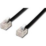 Telefonní kabel 4 žíly, RJ11 samec - RJ11 samec, 6 m, černý, pro ADSL modem, economy – Zboží Živě