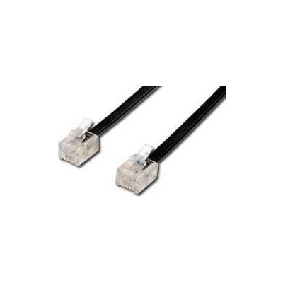 Telefonní kabel 4 žíly, RJ11 samec - RJ11 samec, 6 m, černý, pro ADSL modem, economy – Zboží Živě