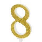 PartyDeco SVÍČKA č.8 zlatá 10cm – Zbozi.Blesk.cz