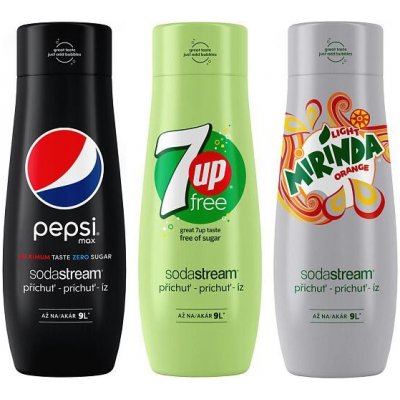 SodaStream Pepsi Max 440 ml + 7 Up Free 440 ml + Mirinda Light 440 ml – Zboží Mobilmania