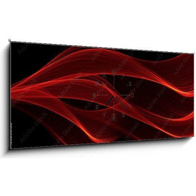 Obraz s hodinami 1D panorama - 120 x 50 cm - red glow energy wave. lighting effect abstract background with c červená zářivá energetická vlna. světelný efekt abstraktní – Zboží Mobilmania