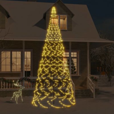 vidaXL Vánoční stromek na stožár 1 400 teple bílých LED diod 500 cm – Zbozi.Blesk.cz