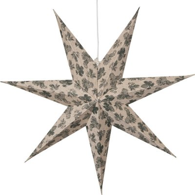 Star trading Vánoční papírová hvězda se zeleným dekorem COTTON 60 cm, bez světelného zdroje (083-0 – Hledejceny.cz