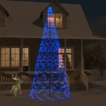 vidaXL Vánoční stromek na stožár 1 400 modrých LED diod 500 cm – Sleviste.cz