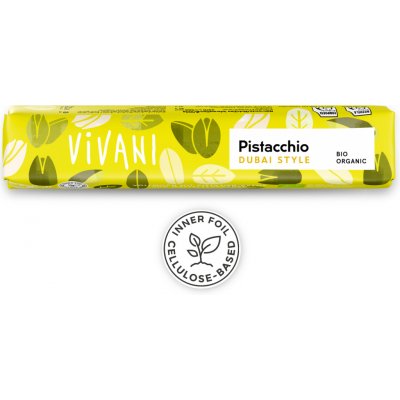 Vivani Bio mléčná čokoládová tyčinka Pistacchio Dubai Style 40 g – Zboží Mobilmania