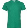Dětské tričko Fruit Of The Loom základní bavlněné tričko Valueweight zelená melír