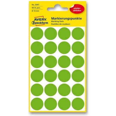Avery Zweckform 3597 Kulaté etikety 96 ks zelené – Zboží Dáma