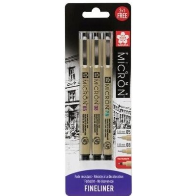 Linery Sakura Pigma Micron, sada 2+1 Pigma PN ZDARMA – Hledejceny.cz