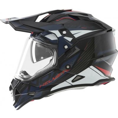 NOX helma offroad / trail DUOsport (DUAL) N312 TRACK se štítem a sluneční clonou barva černá/červená/modrá velikost S | Zboží Auto