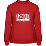 AWDis Sweat mikina Design s tématem Pes a Láska Ohnivá červená – Sleviste.cz